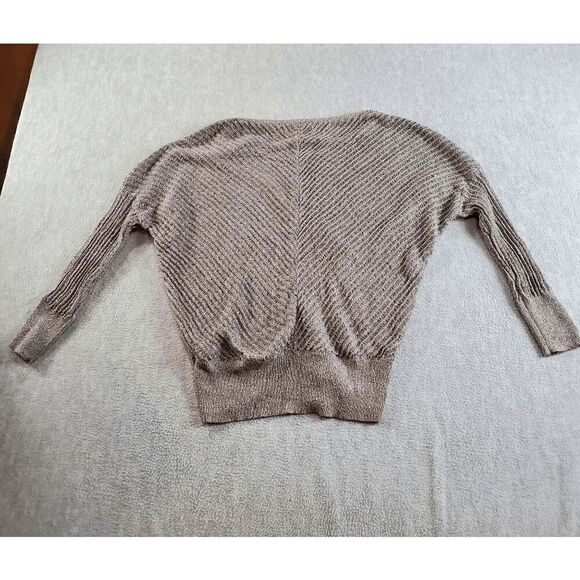 Jennifer Lopez Sweater Women Small Gray Brown Metallic V Neck Pullover - Picture 9 of 10
